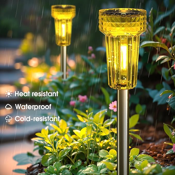 DERAYSION Halloween Solar Lights Outdoor LED Orange Waterproof Pathway Lights Yard Halloween Decorations Auto Dusk-to-Dawn Path Landscape Lights for Christmas Solar Lights Outdoor Decorative 8 Pack