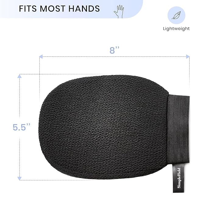 Korean Exfoliating Mitt for Remove Dead Skin. 2 Pack 100% Viscose Kessa Deep Exfoliating Gloves for Body Scrub, Keratosis Pilaris and Self Tanning Removal. Easily Smooth Skin Surface.