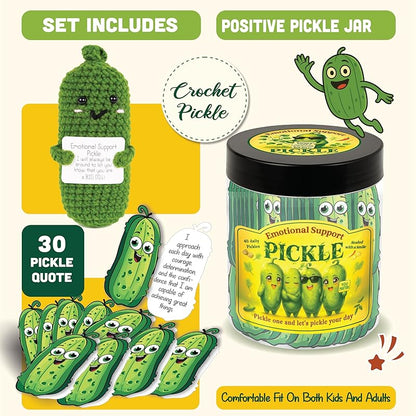 Positive Pickle Cards - Crochet Jar, Affirmation Cards For Women - Teens, Pickle Gifts, Emotional Support Crochet, Gifts For Women, Teens, Friends