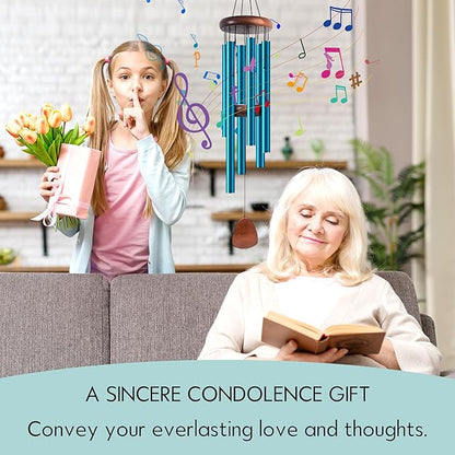 Large Aluminium Wind Chimes 37" Inches to Create a Zen Atmosphere Suitable for Outdoor, Garden, Patio Decoration, Classic Wind Chimes Suitable as A Gift for Unisex (Blue)