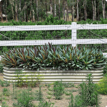 Olle 17" Tall 12-in-1 Sizes Raised Beds for Gardening Galvanized Planter for Vegetables Large Metal Raised Garden Beds Outdoors Size 5X5 Feets 8X2 Feets, Ivory 17" Tall