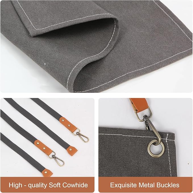 Multi-Functional Men's Tool Apron, Multi-Pocket Canvas Apron, Woodworking, Mechanic, Blacksmith, Waiter Work Apron