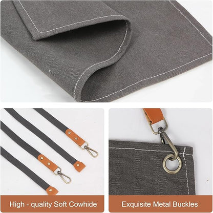 Multi-Functional Men's Tool Apron, Multi-Pocket Canvas Apron, Woodworking, Mechanic, Blacksmith, Waiter Work Apron