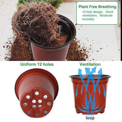 Augshy 75 Pcs 6" Plastic Plants Nursery Pot, Indoor Outdoor Seed Starting Pots