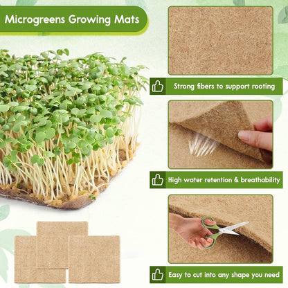 Legigo 12 Pack Jute Plant Grow Mat for Microgreens- 10" X 10" Hydroponic Grow Pads for 1010 Growing Trays, Hemp Fiber Mats Sprouting Pads Microgreens Growing Kit for Indoor Organic Wheatgrass Sprouts
