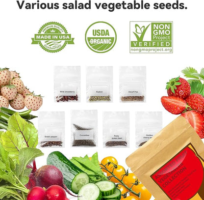 inbloom 18-Pod Vegetable Seed Pod Kit for AeroGarden, Ahopegarden, Gardencube Hydroponic Garden with 350+ Seed: Strawberry, Cucumber, Green Pepper, Cherry Tomato, Radish, Dwarf Pea – Mothers Day Gift