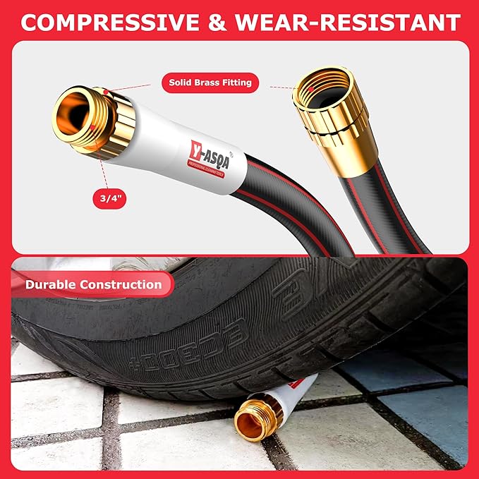 Garden Hose 75 Ft X 5/8 In. Heavy Duty Rubber Hose With Standard 3/4 Fittings Lead-in, Lightweight, Durable, Kink Free, Imitation Puncture Hose For All-weather Garden, Lawn Watering & Water Hos