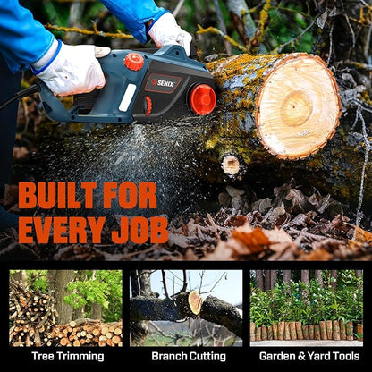 SENIX Electric Chainsaw, 18" Corded Chainsaw,15 Amp Chain Saw for Wood Cutting, Tree Trimming, Garden Tool for Pruning, Branch Cutting, Yard, Fathers Day Gift for Men,Gardener, CSE15-M