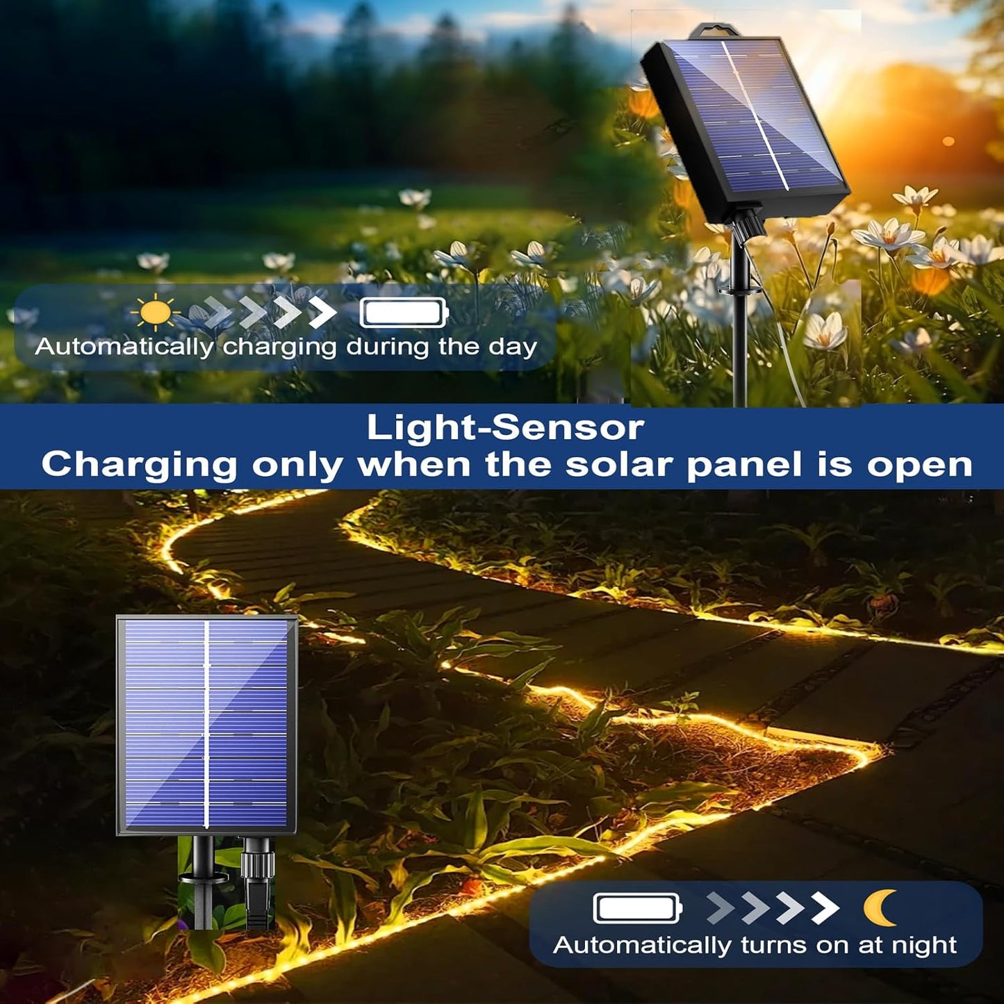 New Upgraded Solar Rope Lights 500 LED 170ft 19 Modes Solar Powered & USB Rechargeable String Lights Outdoor Waterproof with Remote Timer Dimmable for Pool Yard Party Wedding Christmas (500LED-Warm)