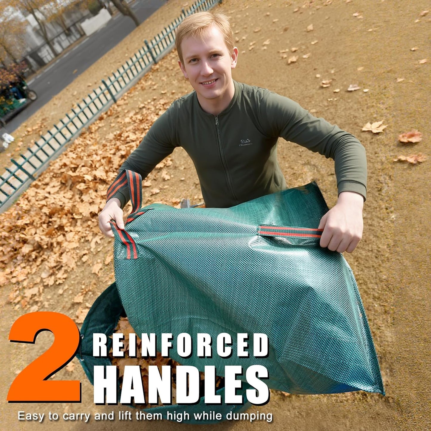 Joyhalo Reusable Yard Waste Bags Set, 3 Pack 72 Gallon Lawn And Leaf Bags with 40 Gallon Dustpan-Type Heavy Duty Garden Bag, Standable Garden Waste Container For Leaves