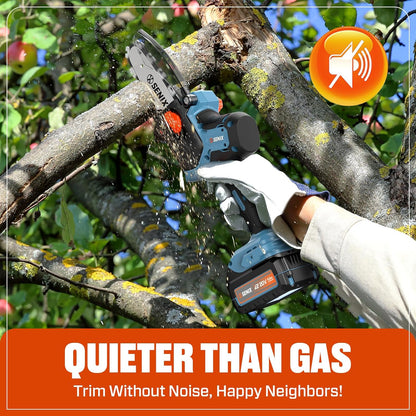 SENIX 20V 5" Mini Electric Chainsaw, Cordless Battery Powered Chainsaw, Brushless Small Handheld Portable Chain Saw, Best Gift for Men Dad Husband Fathers Gardener, Tool Only, CSX2-M3-0