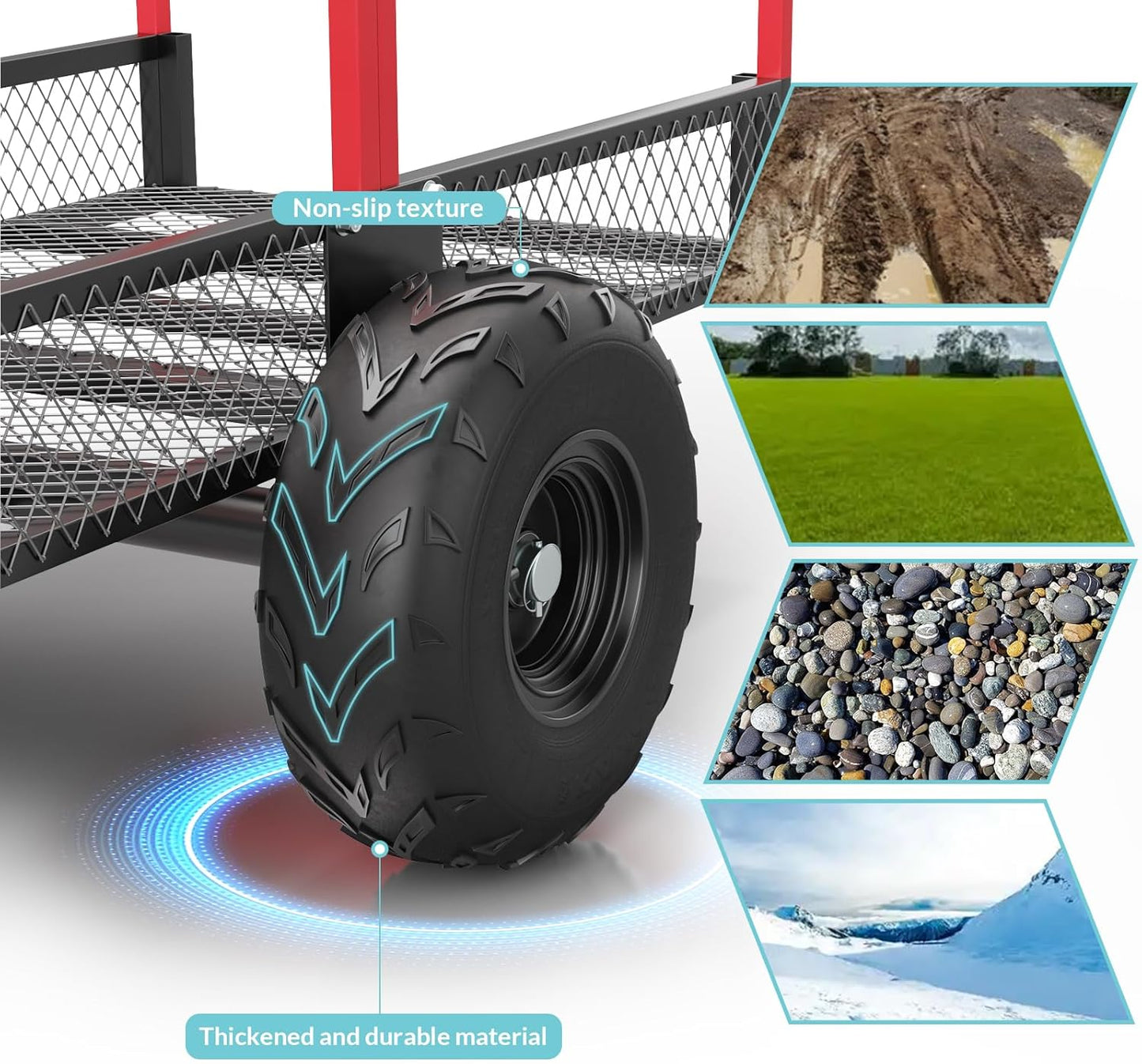 1700 LBS Steel ATV UTV Trailer Tow Behind Dump Cart, Heavy Duty Pull Behind Utility Dump Trailer for Lawn Mower Trailer Tractor Garden Yard with Removable Rear Panel