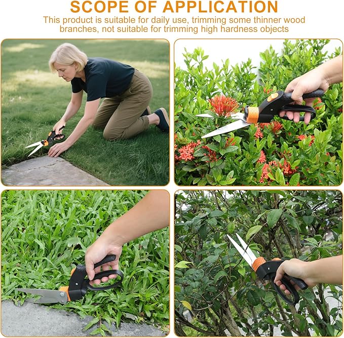 Garden Scissors-Clippers Set of 3 Trimming-Gardening Tools, Garden-Pruning Shears-Pruners for Gardening, Loppers for Tree Trimming Heavy Duty, Retractable Pruning Saw for Wood Cutting