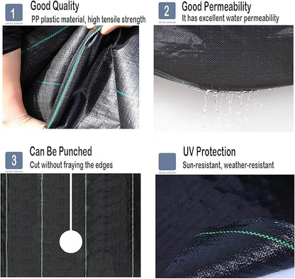 4 FTX100 FT Weed Barrier Fabric Heavy Duty, 4.23oz Landscape Fabric, with 60pcs U-Shaped Landscape Fabric Staples and 60pcsGarden Stakes Gaskets, 1 Shears