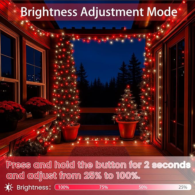 Upgraded Connectable 200 LED String Lights Indoor Outdoor, 66FT Red and White Christmas Lights Waterproof, 13 Modes Twinkle Fairy Lights Plug in Clear Wire for Christmas Tree, Bedroom, Classroom Decor