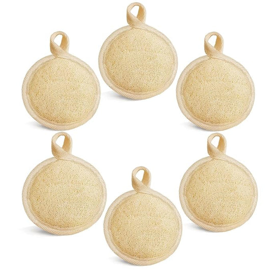 Face Exfoliating Loofah Pad Scrubber, Manual Facial Cleansing and Makeup Remover Brush 6 Pieces, Natural Loofa Sponge Pads Massage Pores and Clean Blackheads Without Hurting The Skin