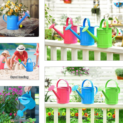 Sungmor 1.5 Liter Small Bright Blue Watering Can for Indoor Outdoor Plants, Cute Little Kids Gardening Watering Cans, Lightweight Portable Metal Watering Can, Anti-Rust Pretty Bucket Watering Device