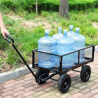 Wagon with Removable Sides Can be Used in Farms, Warehouses etc l Garden Dump cart- A Must-Have for Your Dream Garden Garden Essential- Dump cart Solid Wheels (Black Solid Wheels)