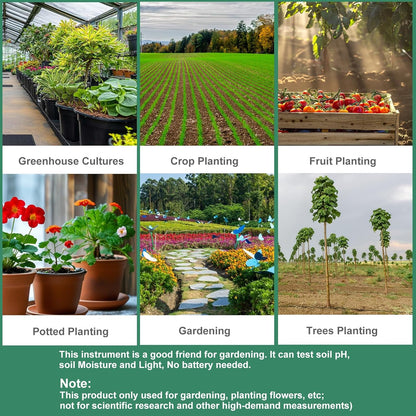 Soil Tester 3-in-1 – Soil Moisture Meter, Light Sensor & Soil pH Tester – No Battery Needed – Plant Moisture & Water Monitor for Garden, Lawn, Farm, Indoor/Outdoor – Promote Healthy Growth