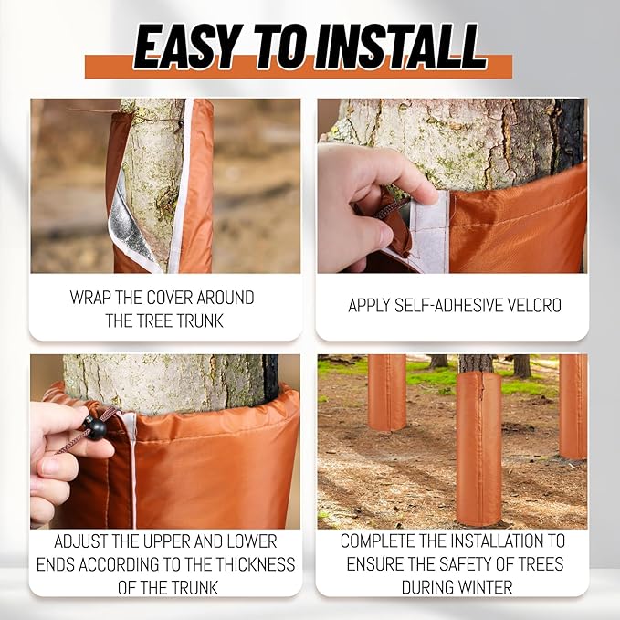 2Pack Palm Tree Root Protectors Winter Protection for Trees Root Self Adhesive Plant Trunk Insulation Cover with Drawstring for Garden Outdoor Cold Weather Plants Trunk Protection, Dia 11.8 "