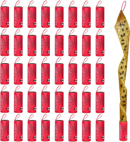 Stingmon 40 Pack Fly Trap, Fruit Fly Traps Indoor for Home, Fly Traps Outdoor Hanging, Flying Insect Trap, Fly Strips Tape Paper Ribbon, Gnat Traps for Bug, Insect, Pest, Mosquito, Red