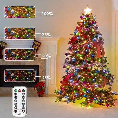 75.8 FT 200 LED Color Changing Christmas String Lights with Remote & Timer & Memory Function, 9 Lighting Modes Waterproof Twinkle Lights for Xmas Tree Holiday Party Garden (Cool White & Multicolor)