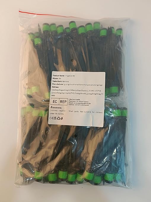 Kalolary 100Pcs Irrigation Drippers Drip Emitters, Micro Spray Adjustable 360 Degree Full Circle Pattern Water Flow Sprinkler Fits 1/4 (4-6mm) Irrigation Tubing for Garden Irrigation(Green)