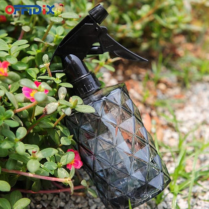OFFIDIX Glass Spray Bottle,Plant Mister, 0.35L/11.8oz Pressure Watering Can with Adjustable Nozzle Watering Handheld Bottles for Garden Plants Cleaning Solutions(Gray