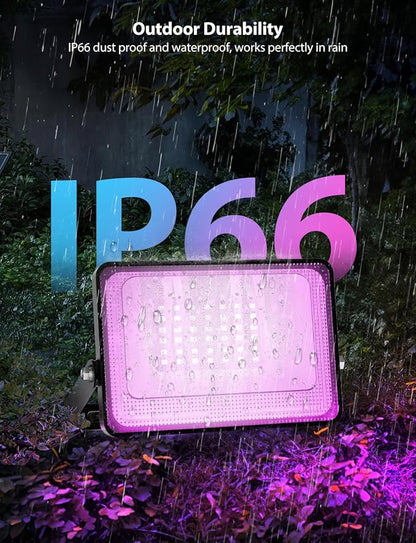 Onforu LED Flood Light Outdoor 25W 2000LM, Color Changing Led Stage Lights Bluetooth APP Control Uplighting, 4 Pack 2700K RGBW Uplights for Events, Spot Lights 16 Million Colors Music Sync, IP66