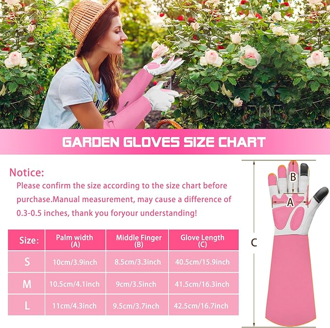 Long-Gardening-Gloves for Women/Men - Thorn Proof Rose Pruning Gloves Heavy Duty Gauntlet-M