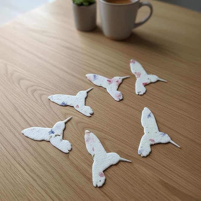 Wildflower Seed Paper - Set of 24 Hummingbird-Shaped for Funeral Favors, Memorial Gifts, & Sympathy Gifts for Loss of Father and Mother (Pink & Blue)