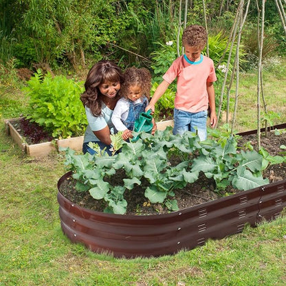 GADI Raised Garden Bed Kit for Vegetables Flower Galvanized Metal Planter Boxs Designed for Easy DIY and Cleaning Not Twist Or Rot (Brown)