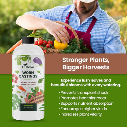16oz Worm Castings for Plants - Makes 32 Gallons of Earthworm Castings Compost Tea, Liquid Worm Casting – Nutrient-Rich Organic Compost Worms for Healthier Soil & Vibrant Plant Growth
