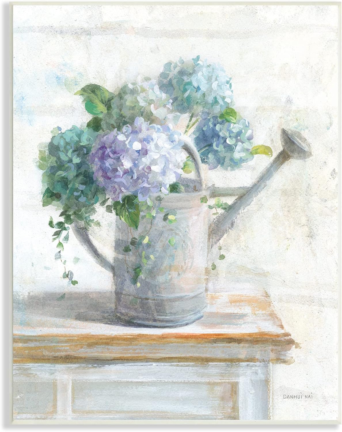Stupell Industries Blue Hydrangeas in Watering Can Soft Floral Painting, Design by Danhui NAI