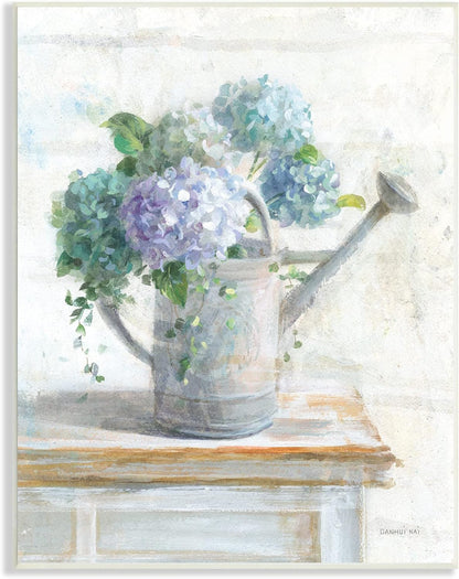 Stupell Industries Blue Hydrangeas in Watering Can Soft Floral Painting, Design by Danhui NAI