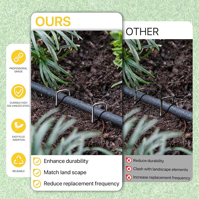 Landscape Staples 6 Inch 25 Pack 11 Gauge Heavy Duty Galvanized Garden Stakes for Weed Barrier Fabric, Lawn & Outdoor Projects