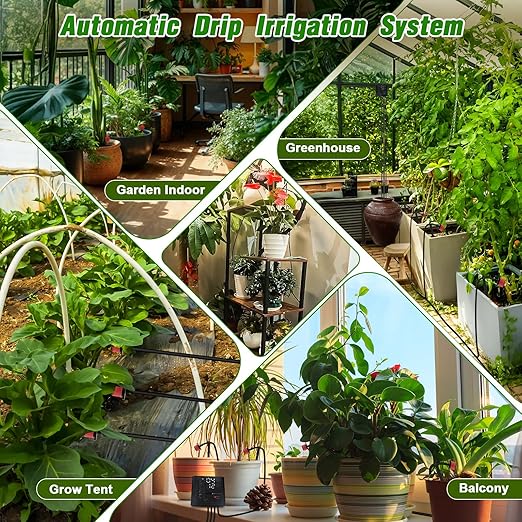 Automatic Drip Irrigation System, Plant Self Watering Devices for Vacation,Auto Plant Waterer,Drip Irrigation Timer for Potted Plants Indoor Garden Greenhouse (15 Pots,Adjustable Dripper)