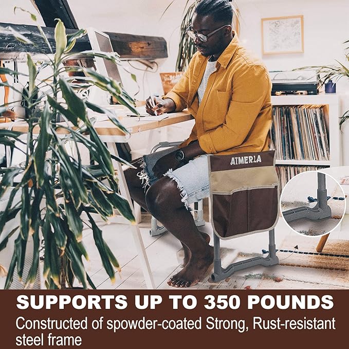 Aimerla Foldable Garden Kneeler Seat Heavy Duty [Upgraded Widened Thick Kneeling Pad] Garden Stool with Large Garden Tool Bags with Pockets - Portable Garden Bench Gardening Gifts for Parents