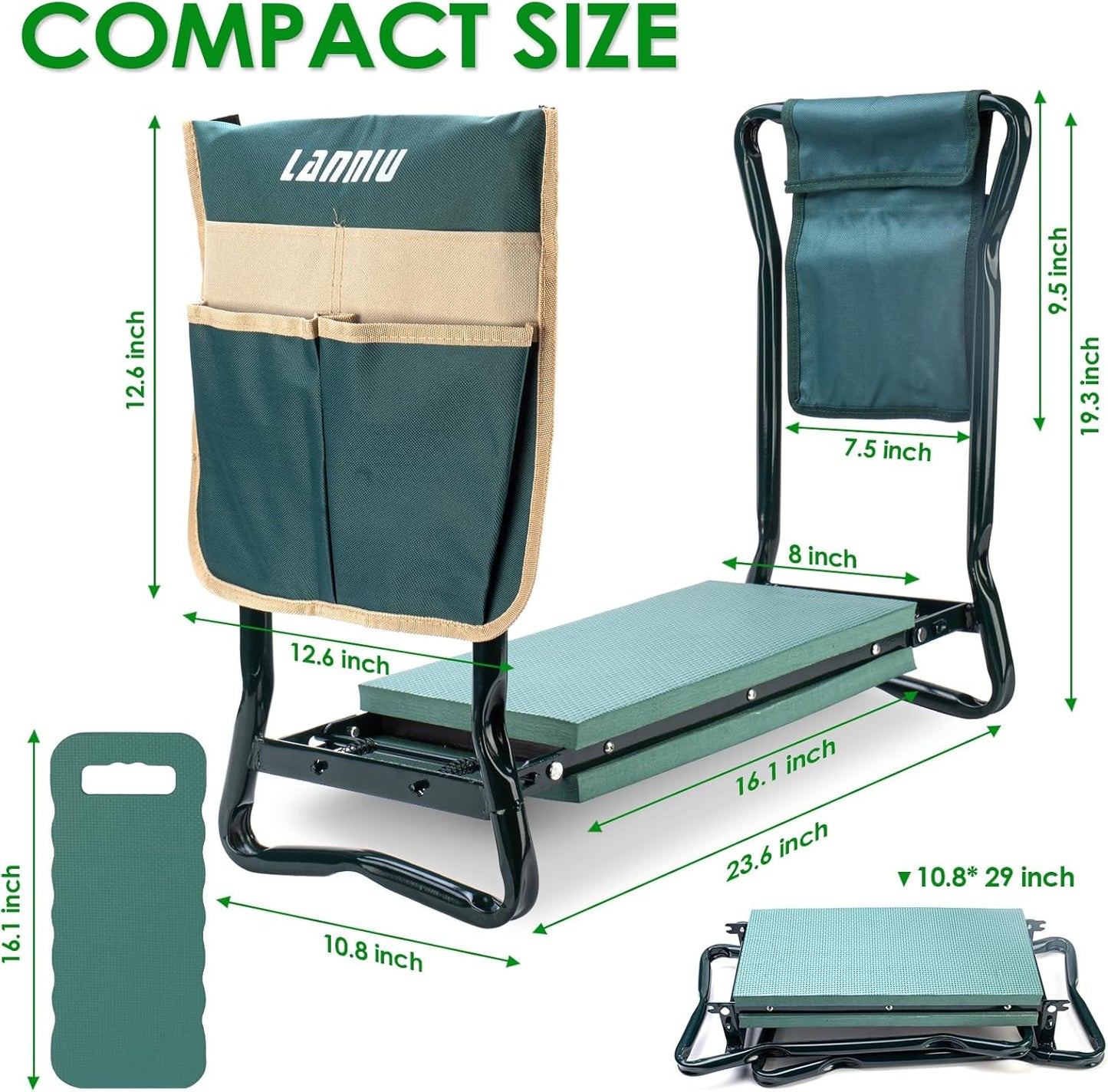 Garden Kneeler and Seat, Foldable Garden Stool, Heavy Duty Garden Chair for Kneeling and Sitting, Gardening Gifts for Women, Grandparents, Seniors, Mom & Dad