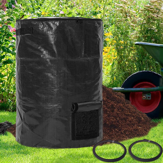 Large Compost Bin Bags,Garden Compost Bin Bags 80 Gallon(300L) Outdoor Collapsible Garden Yard Garbage Cans Fallen Leaf Bag (Black 1pc)