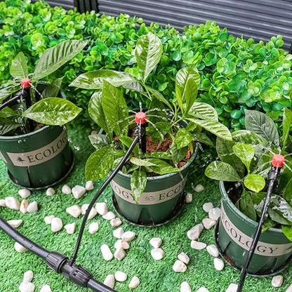 RedChili 25 Pieces Drip Emitters for 1/4" Drip Irrigation Tubing, Adjustable 360 Degree Stream Drip Emitters with Stake 360° Full Circle 8 Hole Stream Emitters Garden Irrigation Micro Drippers