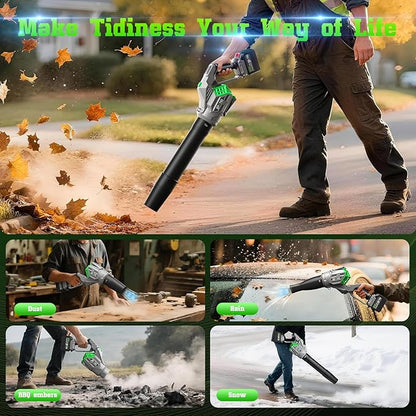 Leaf Blower Cordless, 950,000 RPM Leaf Blower Body Can be Rotated 180°, 2 X 4.5Ah Batteries and Fast Charger 4 Speed Mode Portable Lightweight Cordless Leaf Blower for Patio Cleaning(Grey)