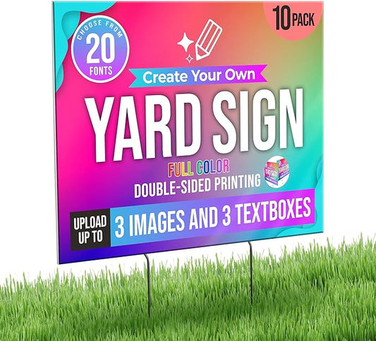 24x18" Double Sided Custom Yard Sign with Metal Stakes, Personalized Full Color Corrugated Yard Sign for Outdoors, Front and Back Custom Printed Personalized Lawn Signs (Design 5)