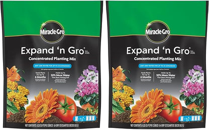 Miracle-Gro Expand 'n GRO Concentrated Planting Mix, Just Add Water for up to 3X Expansion, for Container and In-Ground Use, .33 cu. ft. Expands up to 1 cu. ft., 2-Pack