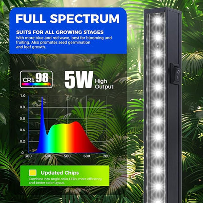 Barrina T5 Grow Lights for Indoor Plants, Full Spectrum Grow Light, 1ft LED Plant Light, Black Cover LED Grow Light Strips, 3 Mounting Modes, Magnetic Installation, Plug and Play, 5000K, 4 Packs