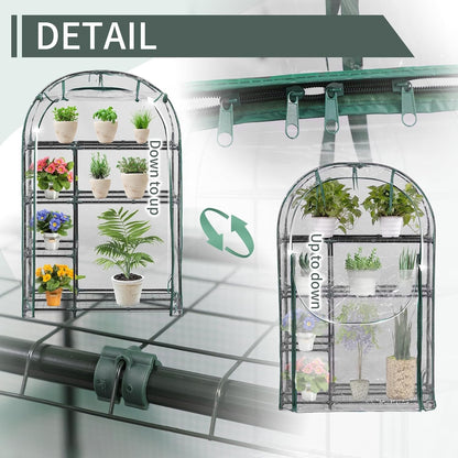 4-Tier Mini Greenhouse, 40 x 18 x 63 inch Steel Frame and PE Cover Plastic Plant Rack Stand Green House with Plant Repotting Mat for Indoor & Outdoor Use (Clear)