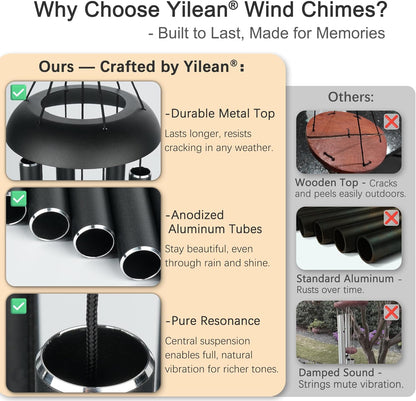 Memorial Wind Chimes for Outside Deep Tone 32" Windchimes Outdoors Decor Sympathy Wind Chimes for Loss of Loved One with Wind Catcher for Garden Patio Balcony and Home Best Gift