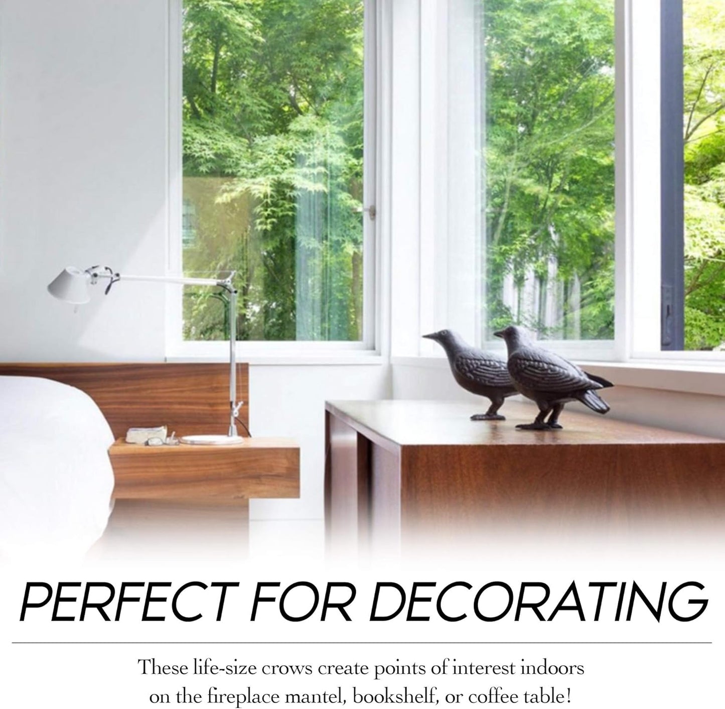 NACH Cast Iron Crow Statue, Head Down Raven, Large Garden Statues, Crow Garden Sculpture, Bird Figurines Home Decor, Crow Decor, Raven Decor, Black Bird Statue, 10 x 3.5 x 6 inches, JS-90-7117