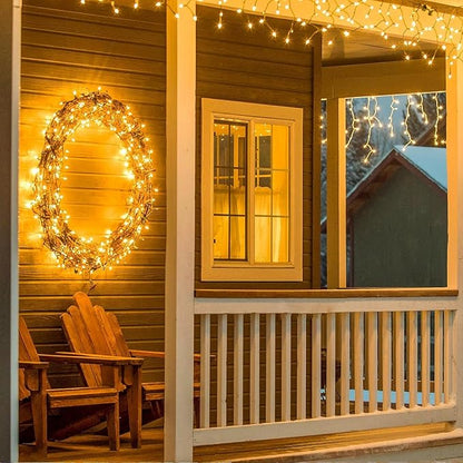 Connectable 100 LED String Lights Indoor Outdoor, 33FT Warm White Christmas Lights Waterproof, 13 Modes with Timer, Twinkle Fairy Lights Plug in Clear Wire for Christmas Tree, Bedroom, Classroom Decor