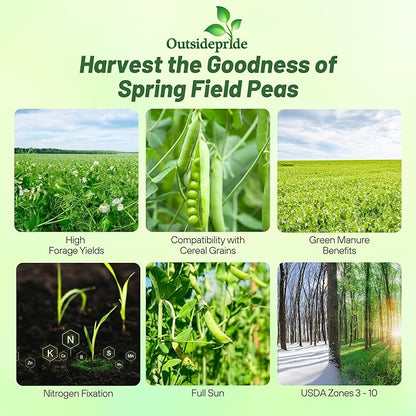 Outsidepride Dundale Spring Field Peas Seeds - 5 lbs. Annual, High-Protein Legume & Cover Crop Seeds for Forage, Food Plot, Gardens & Pastures - Ideal for Improving Soil Health, & Erosion Control